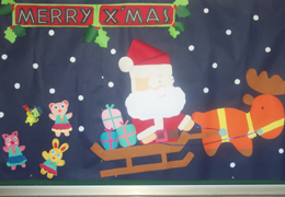 正規班12月Bulletin Board情境海報~Wow!Santa Claus is coming to Yu Jen.